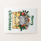 Hippo kerstbrief Winter Dieren Hippos Legpuzzel (Horizontaal)