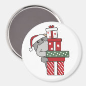 Hippo kerstcadeau Winter Dieren Hippos Magneet (Voorkant / Achterkant)