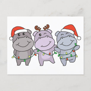 Hippo-kerstdieren klinken hippos feestdagenkaart