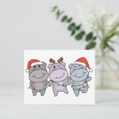 Hippo-kerstdieren klinken hippos feestdagenkaart (Staand voorkant)