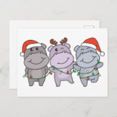 Hippo-kerstdieren klinken hippos feestdagenkaart (Voorkant / Achterkant)
