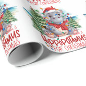 Hippo kerstinpakpapier - feestelijke vakantie cadeaupapier (Rol Hoek)