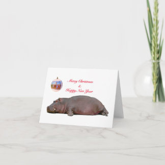 Hippo Kerstmis en Nieuwjaar Groet Feestdagen Kaart