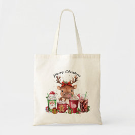 Hippo kerstthema tote bag