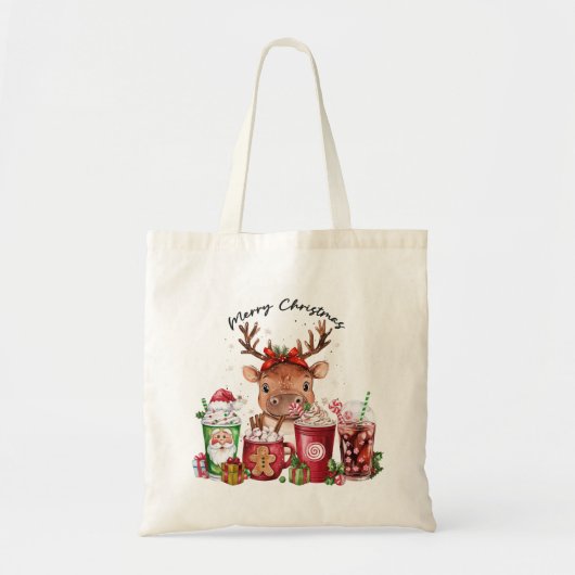 Hippo kerstthema tote bag (Voorkant)