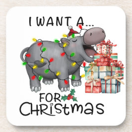 Hippo kerstthema voor Dierenvrienden Bier Onderzetter