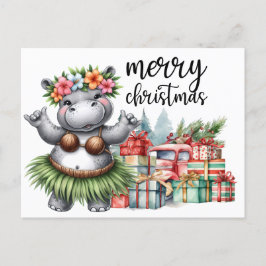 Hippo kerstthema voor Dierenvrienden Briefkaart
