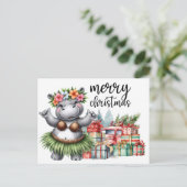 Hippo kerstthema voor Dierenvrienden Briefkaart (Staand voorkant)