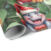 Hippo kerstthema voor Dierenvrienden Cadeaupapier (Rol Hoek)