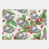 Hippo kerstthema voor Dierenvrienden Inpakpapier Vel (Voorkant 3)