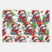 Hippo kerstthema voor Dierenvrienden Inpakpapier Vel (Voorkant 3)