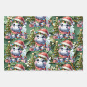 Hippo kerstthema voor Dierenvrienden Inpakpapier Vel (Voorkant 2)