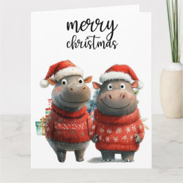 Hippo kerstthema voor Dierenvrienden Kaart