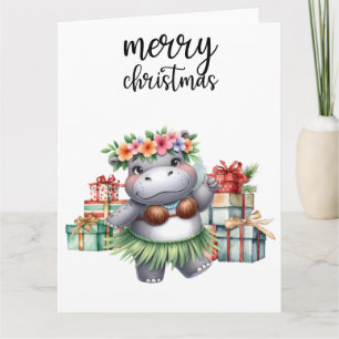 Hippo kerstthema voor Dierenvrienden Kaart