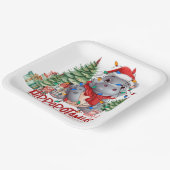 Hippo kerstthema voor Dierenvrienden Papieren Bordje (Gebogen)