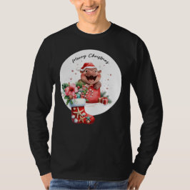 Hippo kerstthema voor Dierenvrienden T-shirt