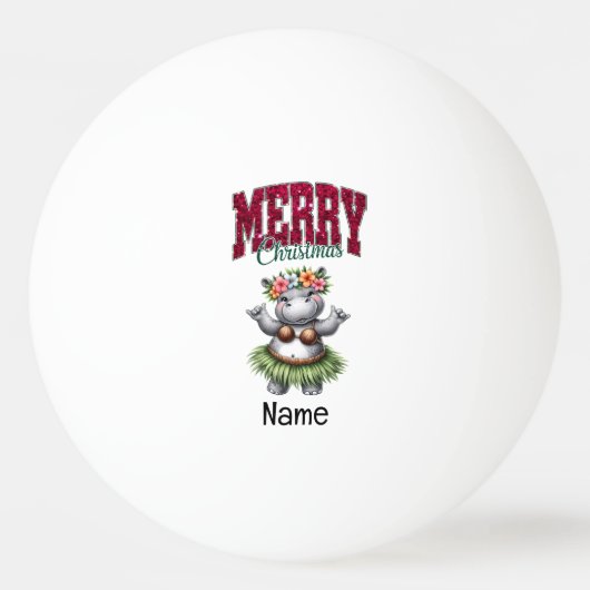 Hippo Kerstthema voor Ping Pong Speler Pingpongbal (Voorkant)