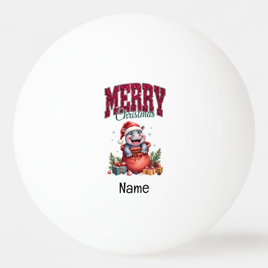 Hippo Kerstthema voor Ping Pong Speler Pingpongbal (Voorkant)