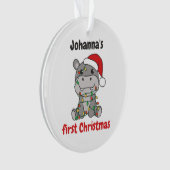 Hippo kerstwinter baby eerste kerstdag ornament (voorkant)