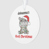 Hippo kerstwinter baby eerste kerstdag ornament (voorkant)