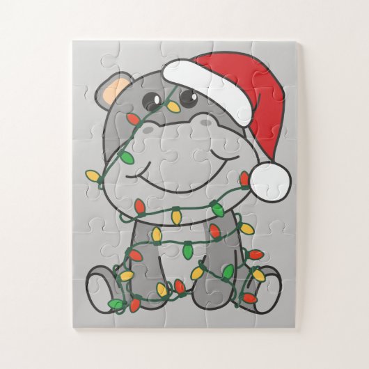 Hippo Kerstwinterdieren Hippos Jigzaag Puzzl Legpuzzel (Verticaal)