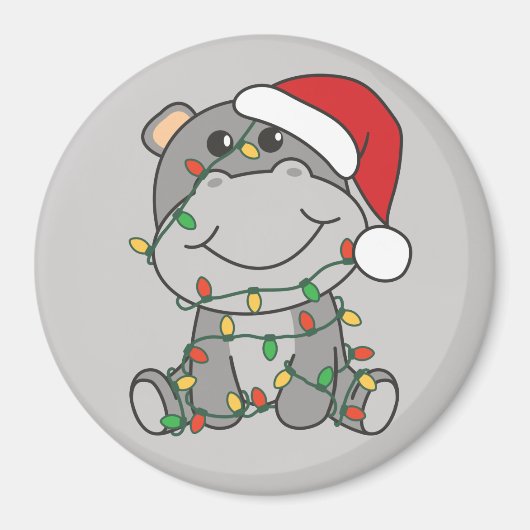 Hippo Kerstwinterdieren Hippos Magnet (Voorkant)