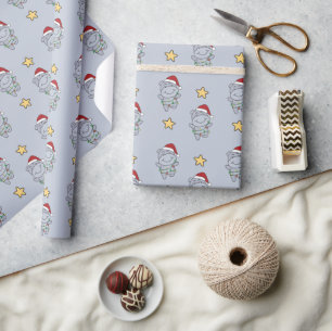 Hippo Kerstwinterdieren Hippos Wrapping Pap Cadeaupapier