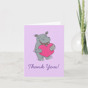 Hippo Kid Cute Thank You Stationary Cards Notitiekaartje