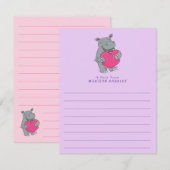Hippo Kind Cute Valentijnsdag Briefpapier Kaart (Voorkant / Achterkant)