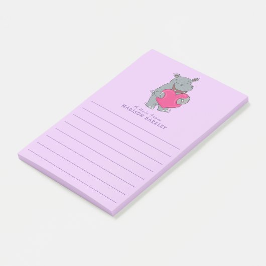 Hippo Kind Cute Valentijnsdag Post-it Notes (Schuin)