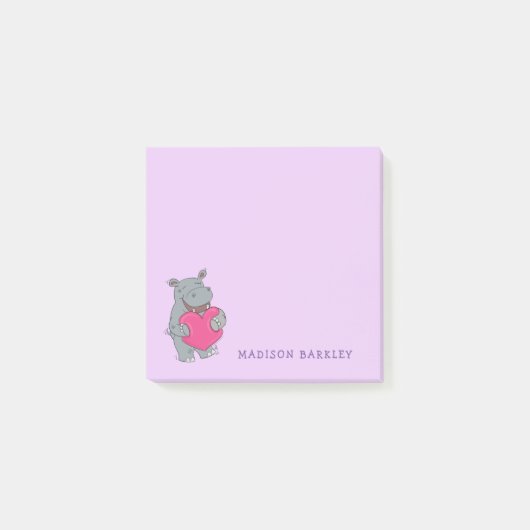 Hippo Kind Cute Valentijnsdag Post-it® Notes (Voorkant)