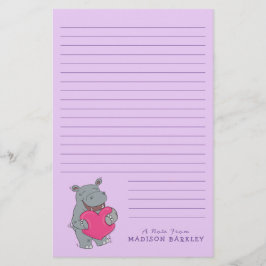 Hippo Kind Cute Valentijnsdag Stationery Briefpapier