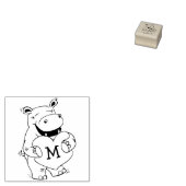 Hippo Kind Leuke Valentijn Monogram Initiaal Rubberstempel (Gestempeld)