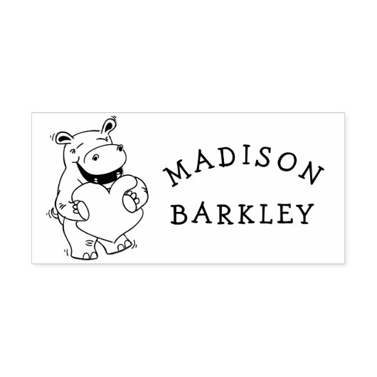 Hippo Kind Leuke Valentijnsdag Naam Rubberstempel (Afrduk)