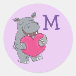 Hippo Kind Schattige Valentijns Naam Envelopzegel Ronde Sticker