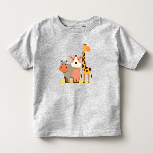 Hippo Knuffels & Giraffe Giggles Schattige Safari  Kinder Shirts (Voorkant)