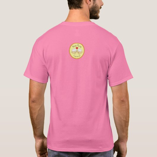 Hippo Knuffels Valentijn's Day Mannen Tshirt Roze (Achterkant)