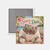 Hippo Koppel Tropisch Spa Save the Date Magneet (Voorkant / Achterkant)