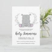 Hippo Love Baby shower Invitation Kaart (Staand voorkant)