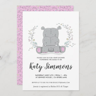 Hippo Love Baby shower Invitation Kaart