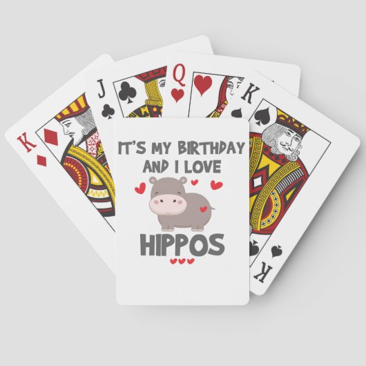 Hippo Lover Het is mijn verjaardag en ik hou van H Pokerkaarten (Achterkant)