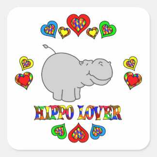 Hippo Lover Vierkante Sticker