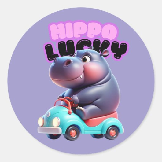 Hippo Lucky Sticker (Voorkant)