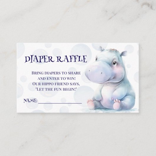 Hippo Luier Raffle Baby shower Informatiekaartje (Voorkant)