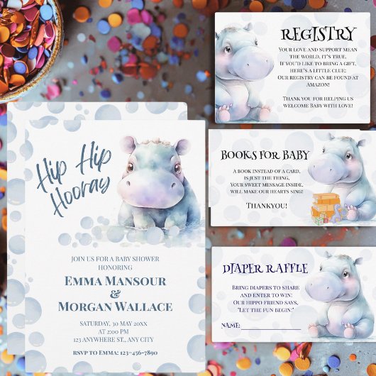 Hippo Luier Raffle Baby shower Informatiekaartje