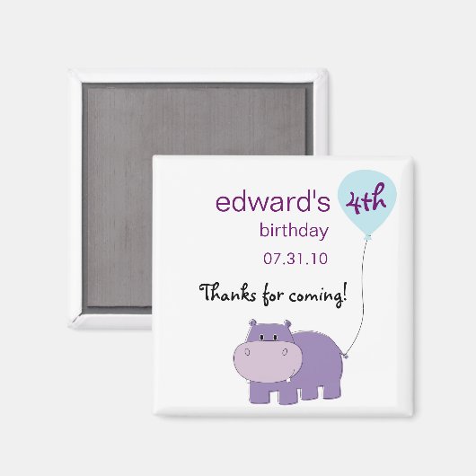 Hippo magneet partij gunsten (Voorkant / Achterkant)