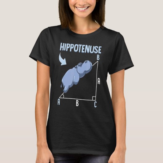 Hippo Meme Pythagorean Theorem Hypotenuse Pun T-shirt (Voorkant)