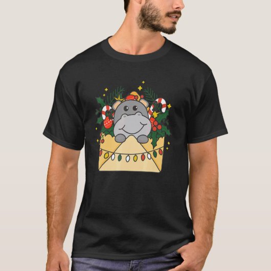 Hippo Merry Christmas Animals Hippos Christmas T-shirt (Voorkant)