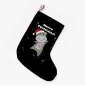 Hippo Merry Christmas Winter Animals Hippos Adult Kleine Kerstsok (Voorkant (Hangend))