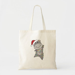Hippo Merry Christmas Winter Animals Hippos Adult Tote Bag